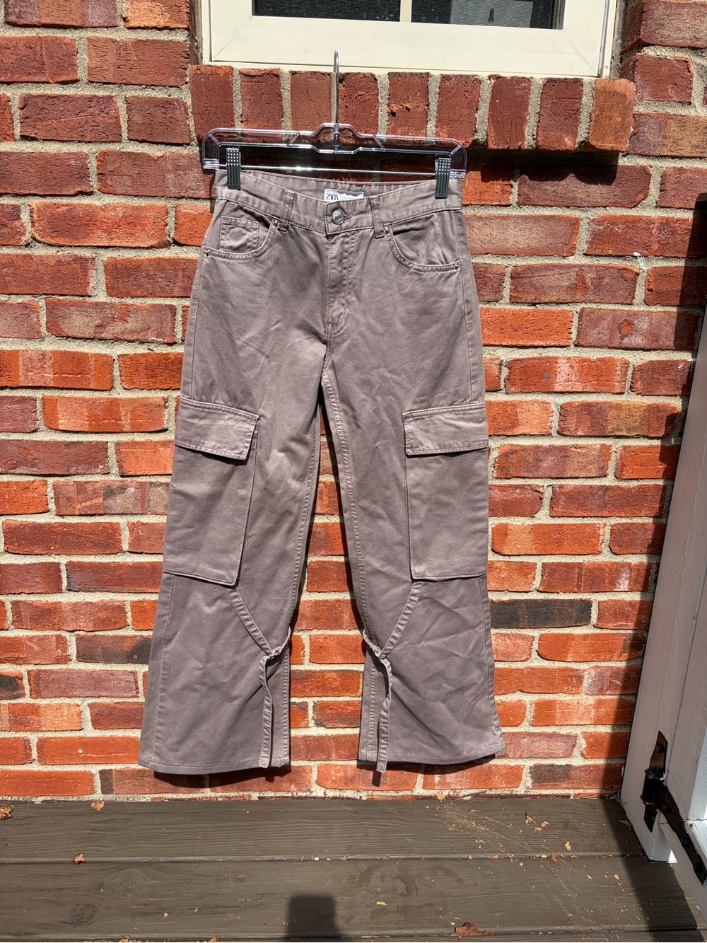 Women's Zara Wide-Leg Cargo Pants Grey Size 0